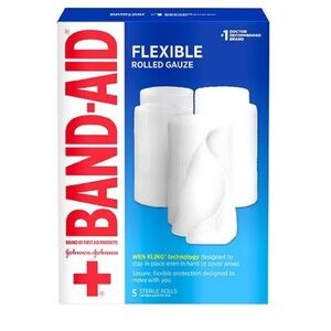 Band-aid First Aid Flexible Rolled Gauze Large 5 rolls NEW